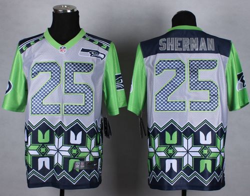 Seahawks #25 Richard Sherman Grey Men's Stitched NFL Elite Noble Fashion Jersey