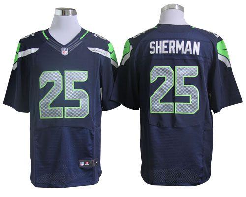 Seahawks #25 Richard Sherman Steel Blue Team Color Men's Stitched NFL Elite Jersey