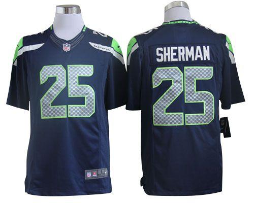 Seahawks #25 Richard Sherman Steel Blue Team Color Men's Stitched NFL Limited Jersey