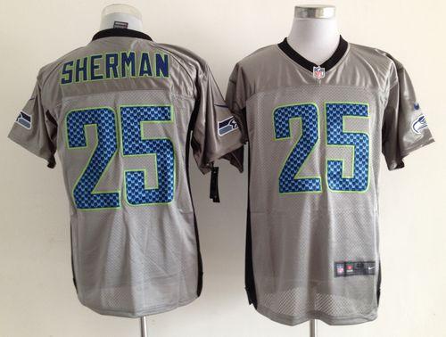 Seahawks #25 Richard Sherman Grey Shadow Men's Stitched NFL Elite Jersey