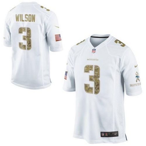 Seahawks #3 Russell Wilson White Men's Stitched NFL Limited Salute to Service Jersey