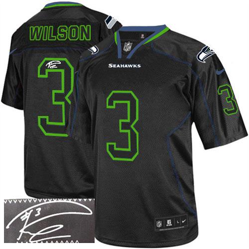 Seahawks #3 Russell Wilson Lights Out Black Men's Stitched NFL Elite Autographed Jersey