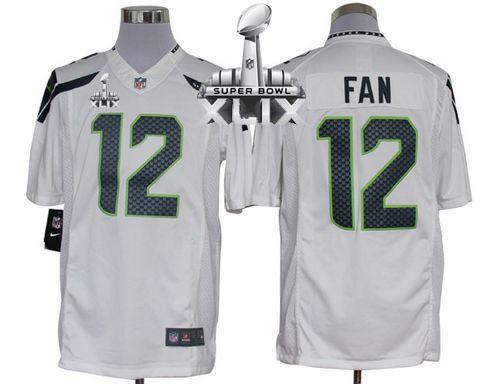 Seahawks #12 Fan White Super Bowl XLIX Men's Stitched NFL Limited Jersey