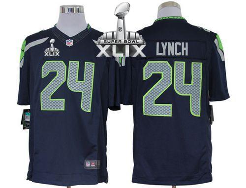 Seahawks #24 Marshawn Lynch Steel Blue Team Color Super Bowl XLIX Men's Stitched NFL Limited Jersey