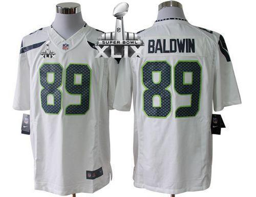 Seahawks #89 Doug Baldwin White Super Bowl XLIX Men's Stitched NFL Limited Jersey