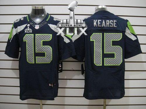 Seahawks #15 Jermaine Kearse Steel Blue Team Color Super Bowl XLIX Men's Stitched NFL Elite Jersey