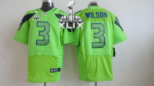Seahawks #3 Russell Wilson Green Alternate Super Bowl XLIX Men's Stitched NFL Elite Jersey