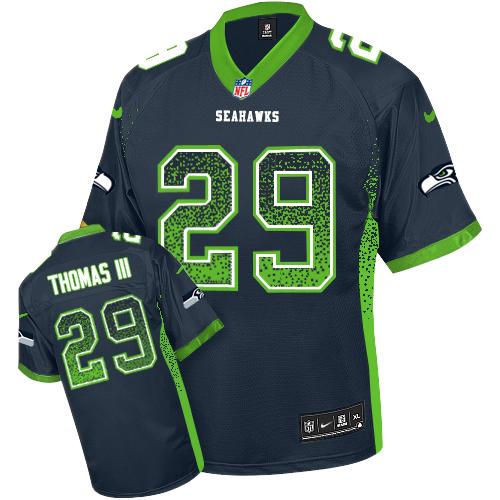 Seahawks #29 Earl Thomas III Steel Blue Team Color Men's Stitched NFL Elite Drift Fashion Jersey