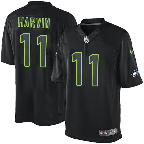 Seahawks #11 Percy Harvin Black Men's Stitched NFL Impact Limited Jersey