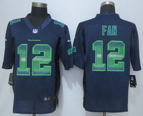 Seahawks #12 Fan Steel Blue Team Color Men's Stitched NFL Limited Strobe Jersey