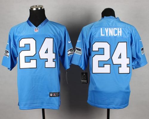 Seahawks #24 Marshawn Lynch Light Blue Men's Stitched NFL Elite Jersey