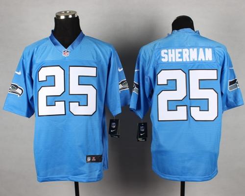 Seahawks #25 Richard Sherman Light Blue Men's Stitched NFL Elite Jersey