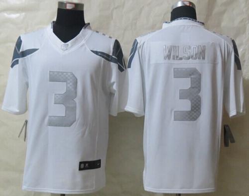 Seahawks #3 Russell Wilson White Men's Stitched NFL Limited Platinum Jersey