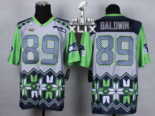 Seahawks #89 Doug Baldwin Grey Super Bowl XLIX Men's Stitched NFL Elite Noble Fashion Jersey