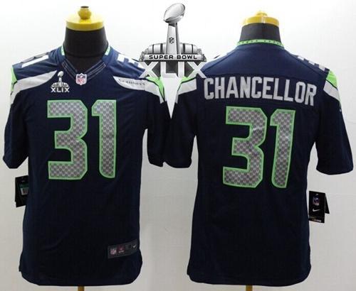 Seahawks #31 Kam Chancellor Steel Blue Team Color Super Bowl XLIX Men's Stitched NFL Limited Jersey