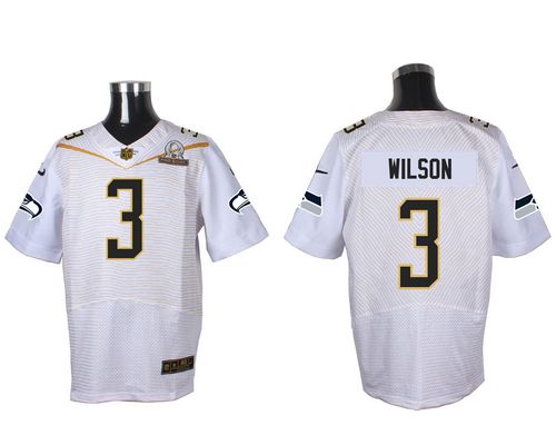 Seahawks #3 Russell Wilson White 2016 Pro Bowl Men's Stitched NFL Elite Jersey