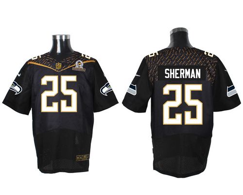 Seahawks #25 Richard Sherman Black 2016 Pro Bowl Men's Stitched NFL Elite Jersey