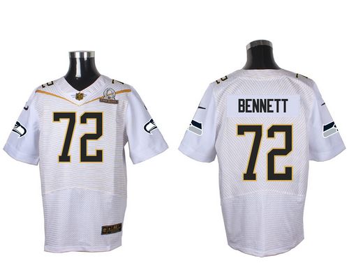 Seahawks #72 Michael Bennett White 2016 Pro Bowl Men's Stitched NFL Elite Jersey