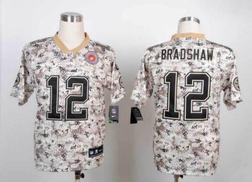 Steelers #12 Terry Bradshaw Camo Men's Stitched NFL Elite USMC Jersey