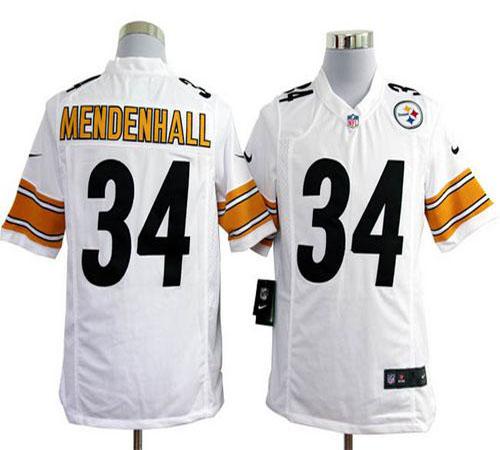 Steelers #34 Rashard Mendenhall White Men's Stitched NFL Game Jersey