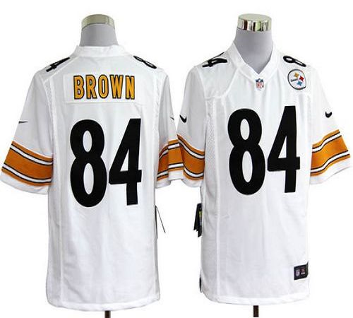 Steelers #84 Antonio Brown White Men's Stitched NFL Game Jersey