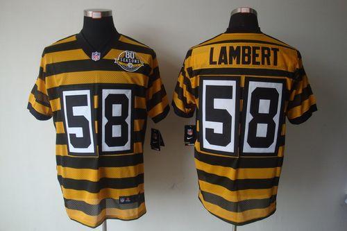 Steelers #58 Jack Lambert Yellow/Black Alternate 80TH Throwback Men's Stitched NFL Elite Jersey