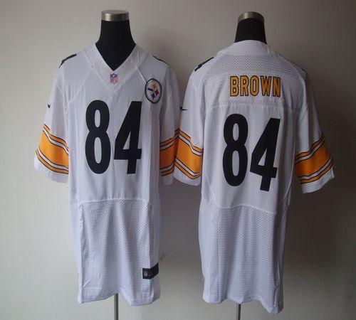 Steelers #84 Antonio Brown White Men's Stitched NFL Elite Jersey