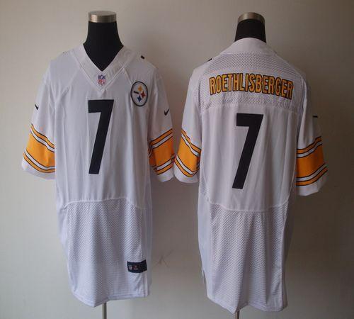 Steelers #7 Ben Roethlisberger White Men's Stitched NFL Elite Jersey