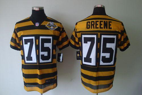 Steelers #75 Joe Greene Yellow/Black Alternate 80TH Throwback Men's Stitched NFL Elite Jersey