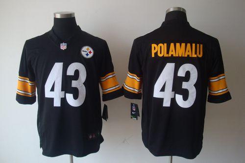 Steelers #43 Troy Polamalu Black Team Color Men's Stitched NFL Limited Jersey