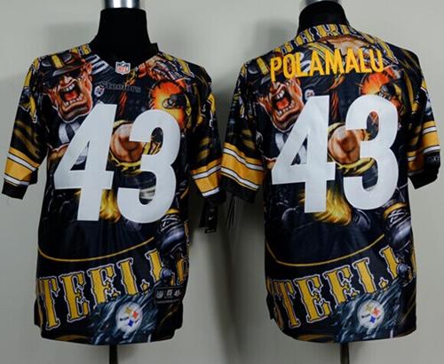 Steelers #43 Troy Polamalu Team Color Men's Stitched NFL Elite Fanatical Version Jersey