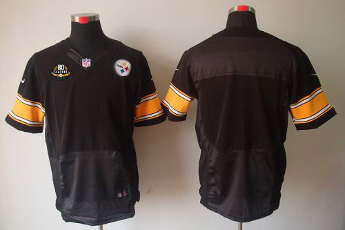 Steelers Blank Black Team Color With 80TH Patch Men's Stitched NFL Elite Jersey