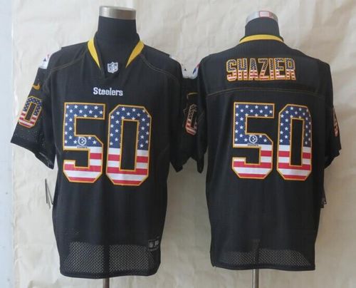 Steelers #50 Ryan Shazier Black Men's Stitched NFL Elite USA Flag Fashion Jersey