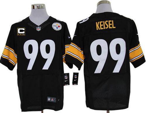 Steelers #99 Brett Keisel Black Team Color With C Patch Men's Stitched NFL Elite Jersey