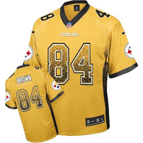 Steelers #84 Antonio Brown Gold Men's Stitched NFL Elite Drift Fashion Jersey