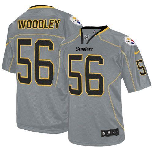Steelers #56 LaMarr Woodley Lights Out Grey Men's Stitched NFL Elite Jersey