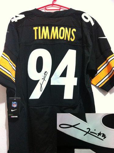 Steelers #94 Lawrence Timmons Black Team Color Men's Stitched NFL Elite Autographed Jersey