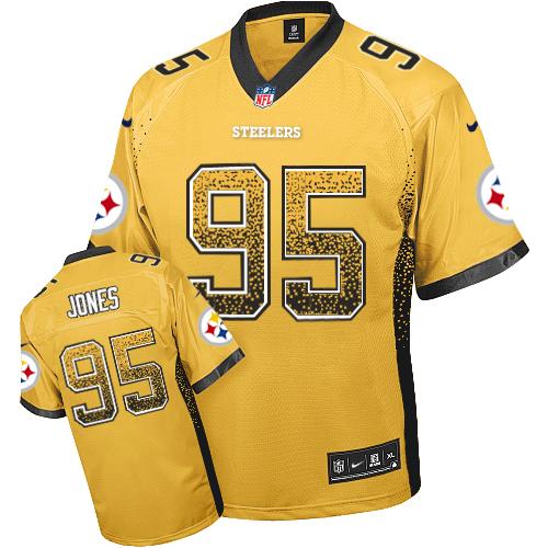 Steelers #95 Jarvis Jones Gold Men's Stitched NFL Elite Drift Fashion Jersey