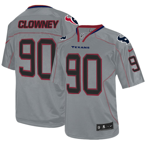 Texans #90 Jadeveon Clowney Lights Out Grey Men's Stitched NFL Elite Jersey