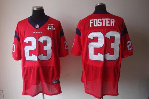 Texans #23 Arian Foster Red Alternate With 10th Patch Men's Stitched NFL Elite Jersey