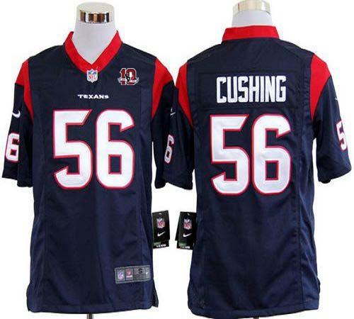 Texans #56 Brian Cushing Navy Blue Team Color With 10th Patch Men's Stitched NFL Game Jersey
