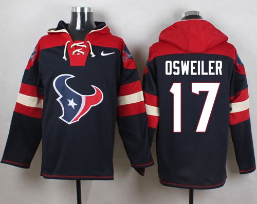 Texans #17 Brock Osweiler Navy Blue Player Pullover NFL Hoodie