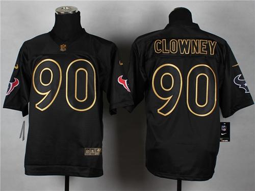 Texans #90 Jadeveon Clowney Black Gold No. Fashion Men's Stitched NFL Elite Jersey