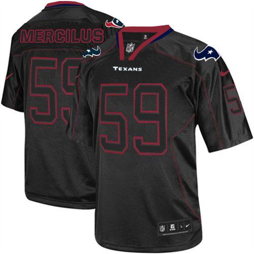 Texans #59 Whitney Mercilus Lights Out Black Men's Stitched NFL Elite Jersey