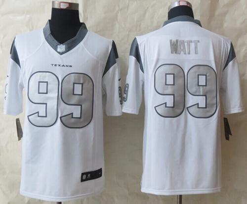 Texans #99 J.J. Watt White Men's Stitched NFL Limited Platinum Jersey