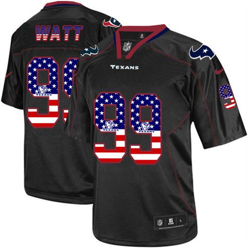 Texans #99 J.J. Watt Black Men's Stitched NFL Elite USA Flag Fashion Jersey