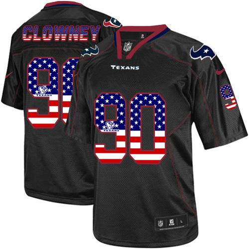 Texans #90 Jadeveon Clowney Black Men's Stitched NFL Elite USA Flag Fashion Jersey