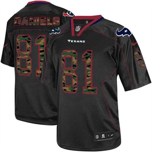 Texans #81 Owen Daniels Black Men's Stitched NFL Elite Camo Fashion Jersey