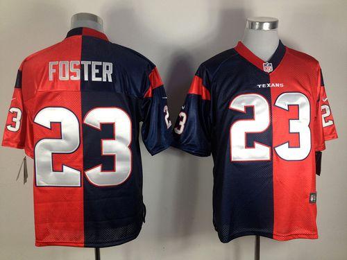 Texans #23 Arian Foster Navy Blue/Red Men's Stitched NFL Elite Split Jersey