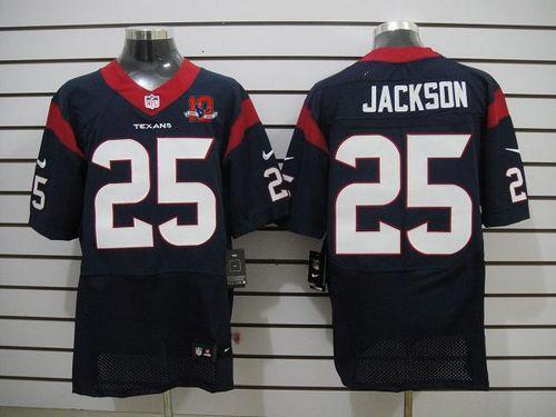 Texans #25 Kareem Jackson Navy Blue Team Color With 10th Patch Men's Stitched NFL Elite Jersey